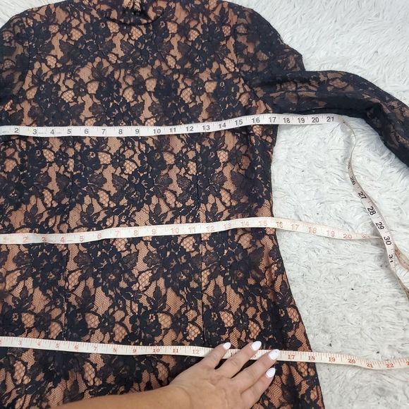 Saks Fifth Ave 80s Randall brooke formal Lace saying fringe cocktail  dress med - Picture 9 of 14